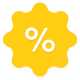 A bright yellow percentage sign displayed prominently against a clean white background.