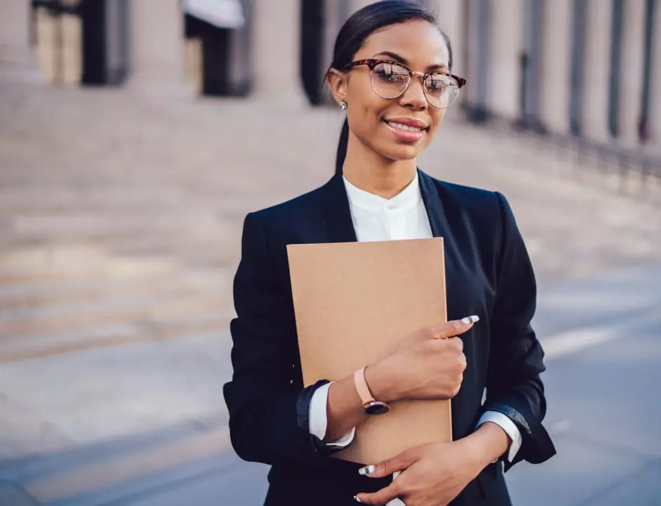 Student wearing a black suit