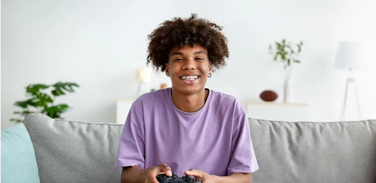 Student playing video games